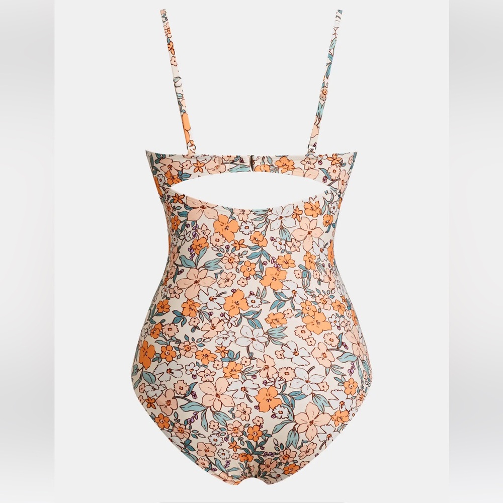 NWT Cupshe Yellow Ditsy Wrapped Cutout One Piece - Picture 5 of 8